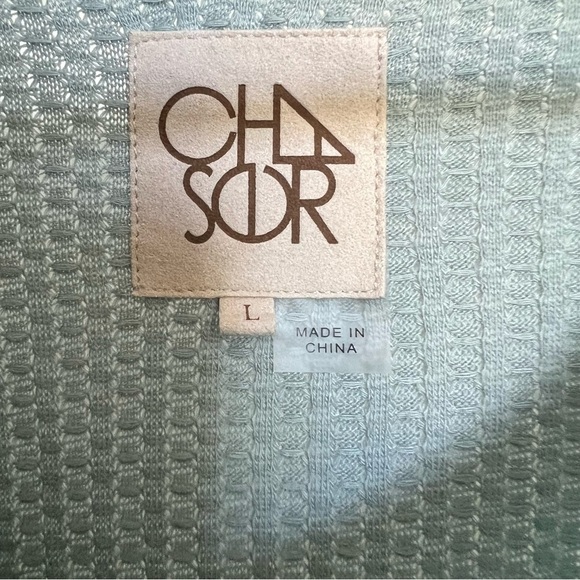 Chaser Women Long Sleeve V-Neck Thermal Top V Neck Textured Sage Green Large - Picture 4 of 6